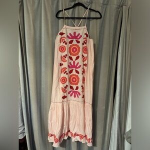Zara Pink and Red Floral Maxi Dress